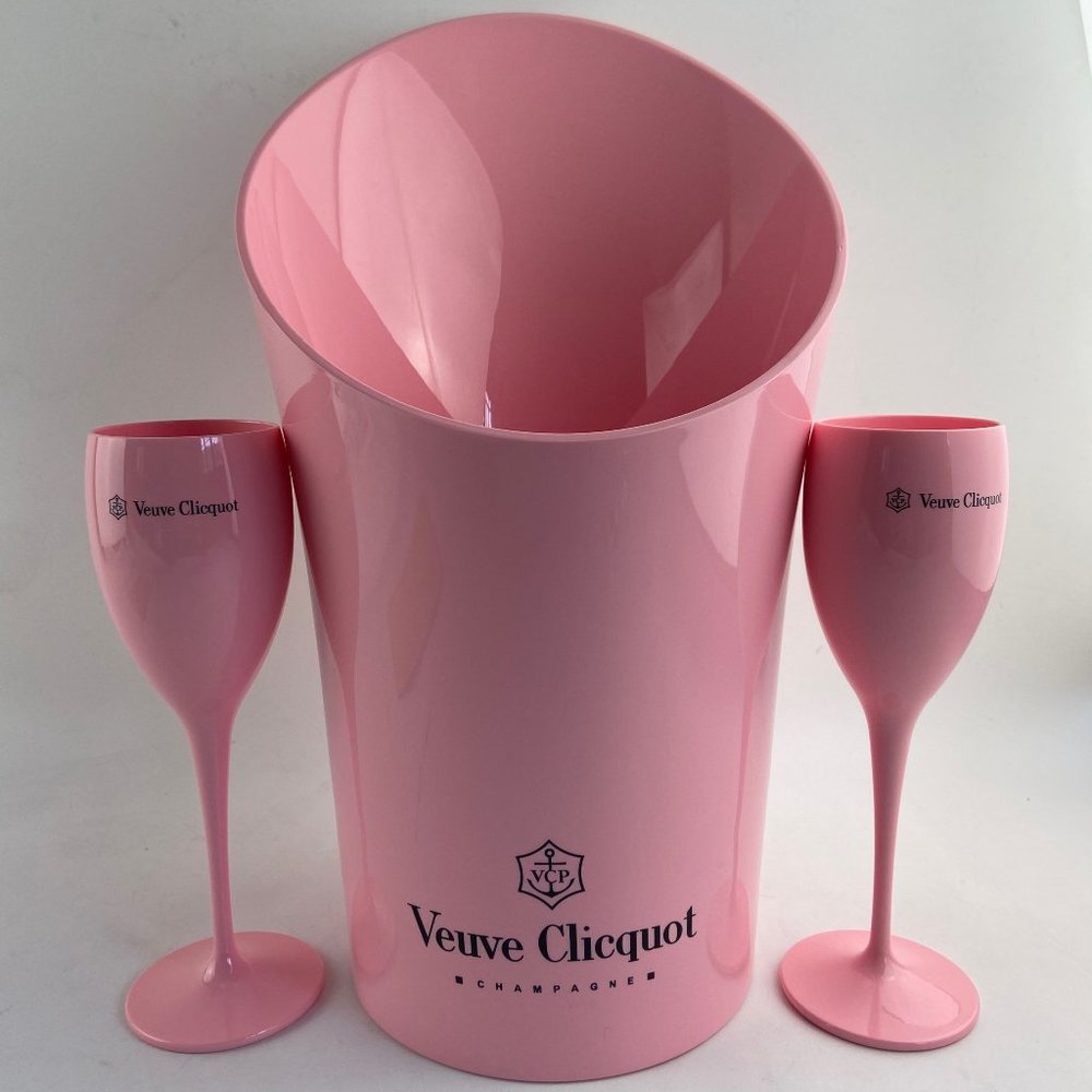 Veuve Clicquot Pink Champagne Ice Bucket & Flutes Set